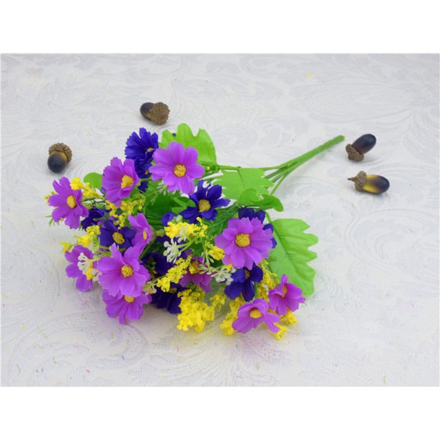 COD BUNGA DAISY BUNGA TANGKAI PLASTIK BUNGA ARTIFISIAL BUNGA PAJANGAN IMITASI  BUNGA HIASAN BT9001-UNGU TUA