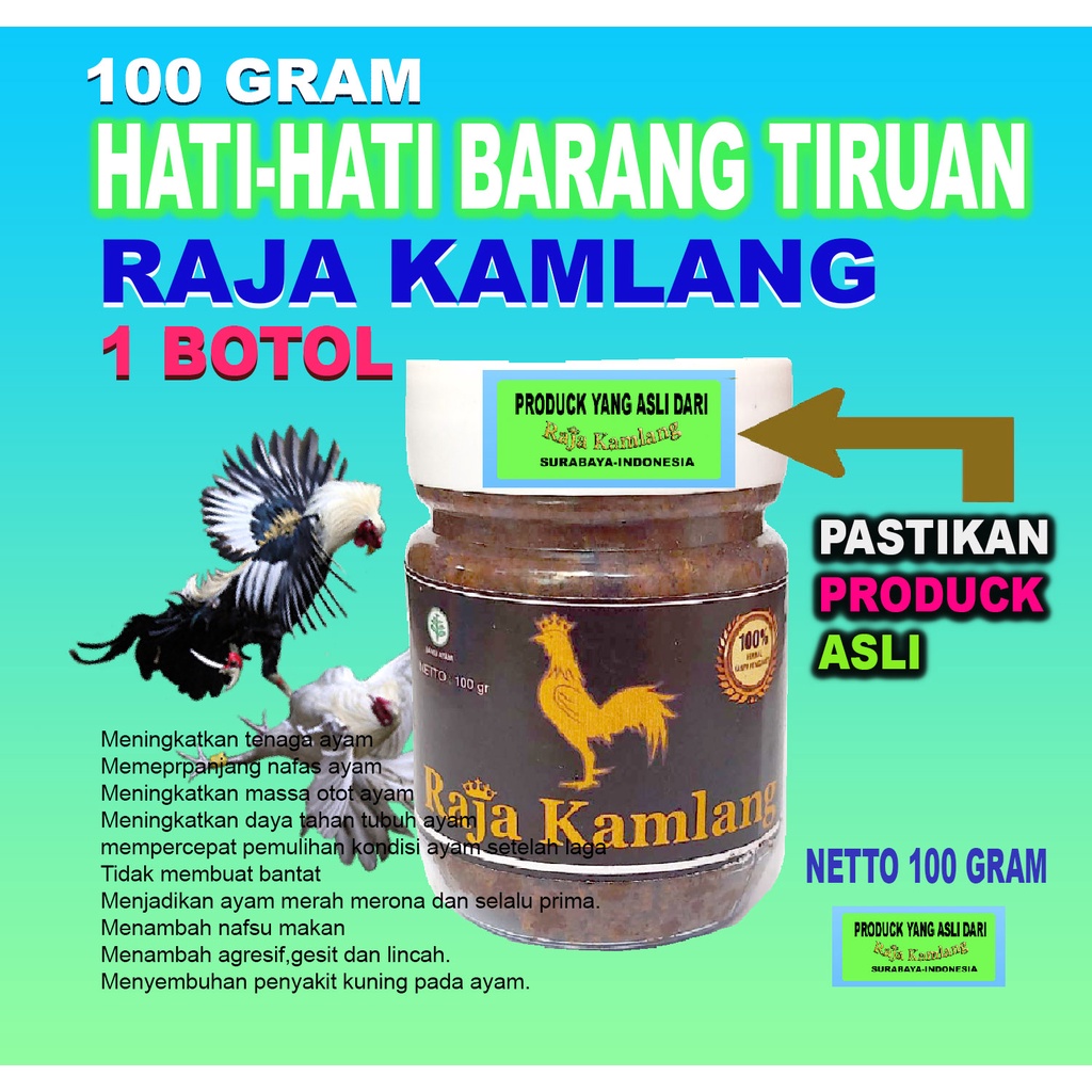 KAMLANG -RAJA KAMLANG 100 GRAM-DOPING AYAM-VITAMIN AYAM ADUAN-PENGUAT TULANG AYAM-JAMU AYAM PETARUNG