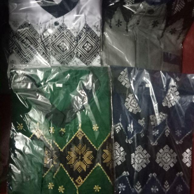 Batik Kalongan | Koko Batik Bordir Lengan Panjang Edisi Lebaran Size S M L Xl