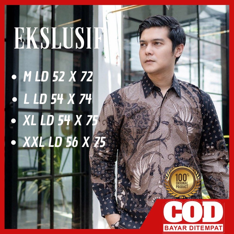 DANABRATA Batik Kemeja Batik Lengan Panjang Pria motif Baru size M L XL XXL Regular