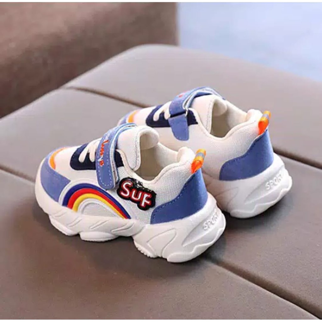 Sepatu anak Suf Rainbow Non LED Import Kids Shoes Sneakers Korea Style