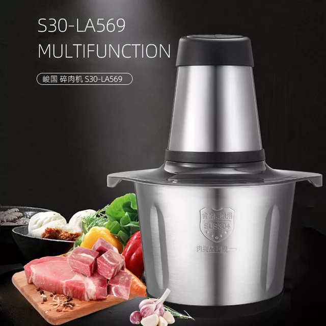 Blender Penggiling Daging Stainless 2 Liter Blender Penggiling Penghalus Daging Sayuran Bumbu Masak Cabe Chopper Meat Blender Grinder Stainless 2 Liter