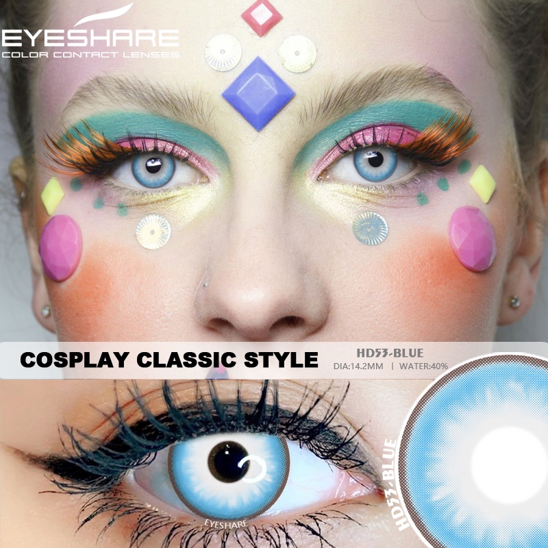 [✅COD] HD53 Softlens Kontak Lensa berwarna anime cosplay game halloween Costumes series softlens mata korea normal minus (0.00) CRAZY color free lenscase