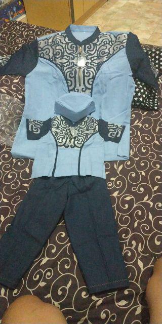 Koko Couple Ayah Anak Navy Biru Muda Batik