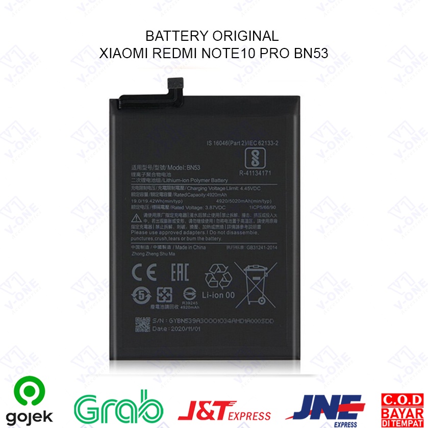 Jual Baterai Battery Original 100 Xiaomi Bn53 Xiaomi Redmi Note 10 Pro Ppl Shopee Indonesia 0683