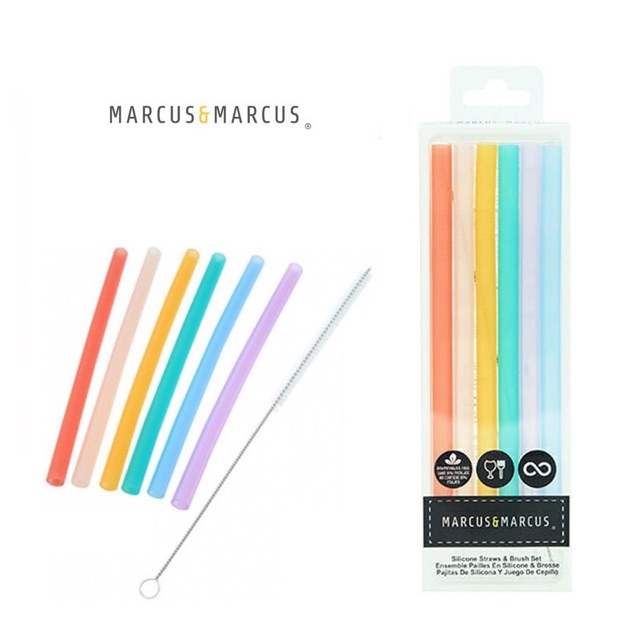 Marcus &amp; Marcus Silicone Straw &amp; Brush Set /sedotan