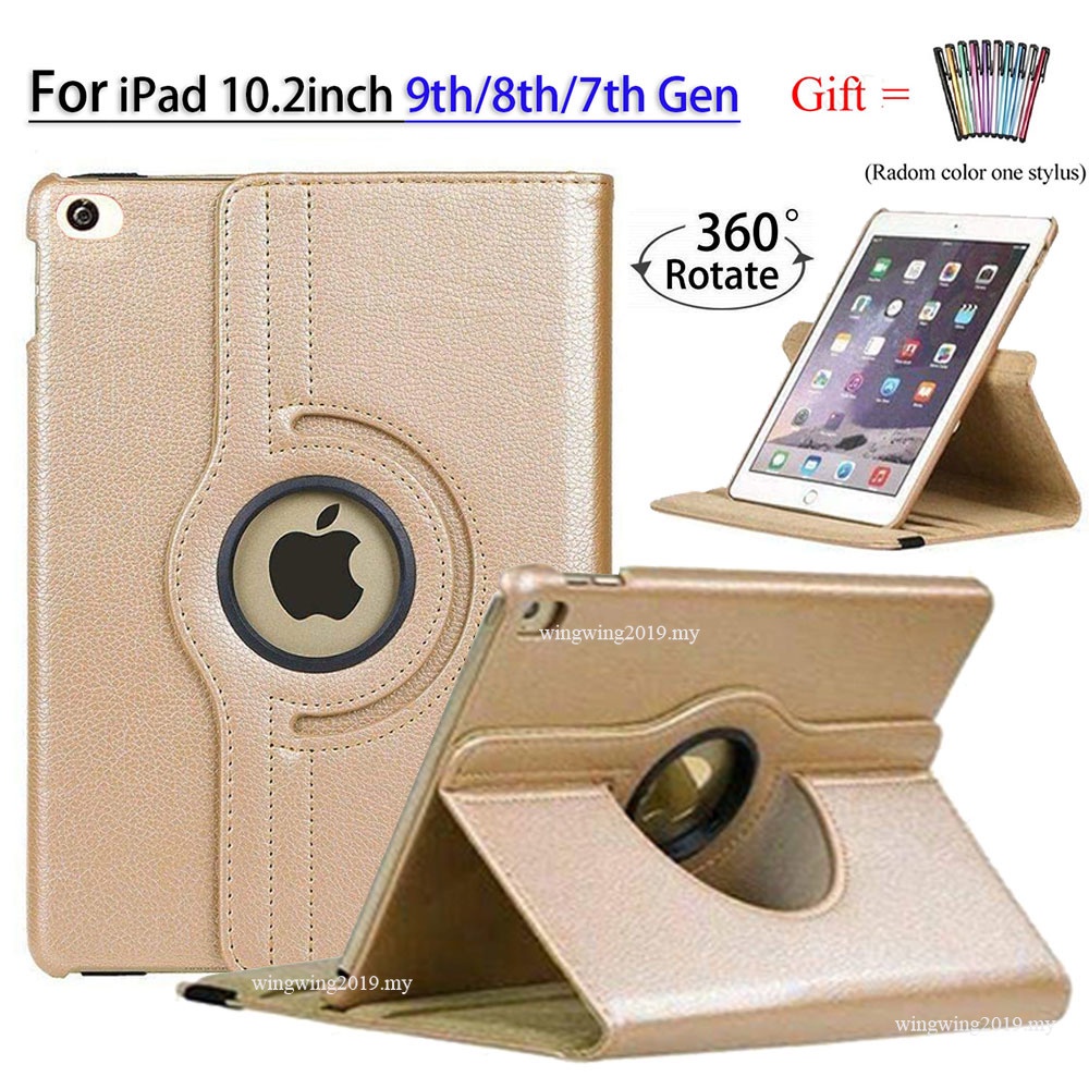 Case Pelindung Bahan Kulit PU Model Putar 360 Derajat Auto Wake Sleep Untuk IPad 9th Gen 10.2 8th 7th air 1 2 3 9.7 2018 2017