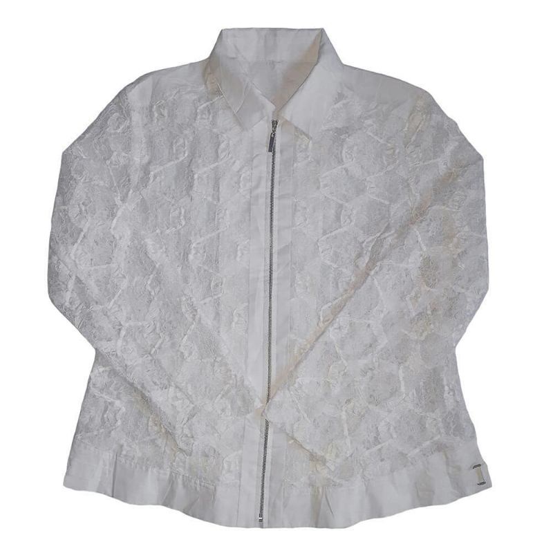 Jaket Brokat Wanita Bunga-Bunga Putih Outer Second