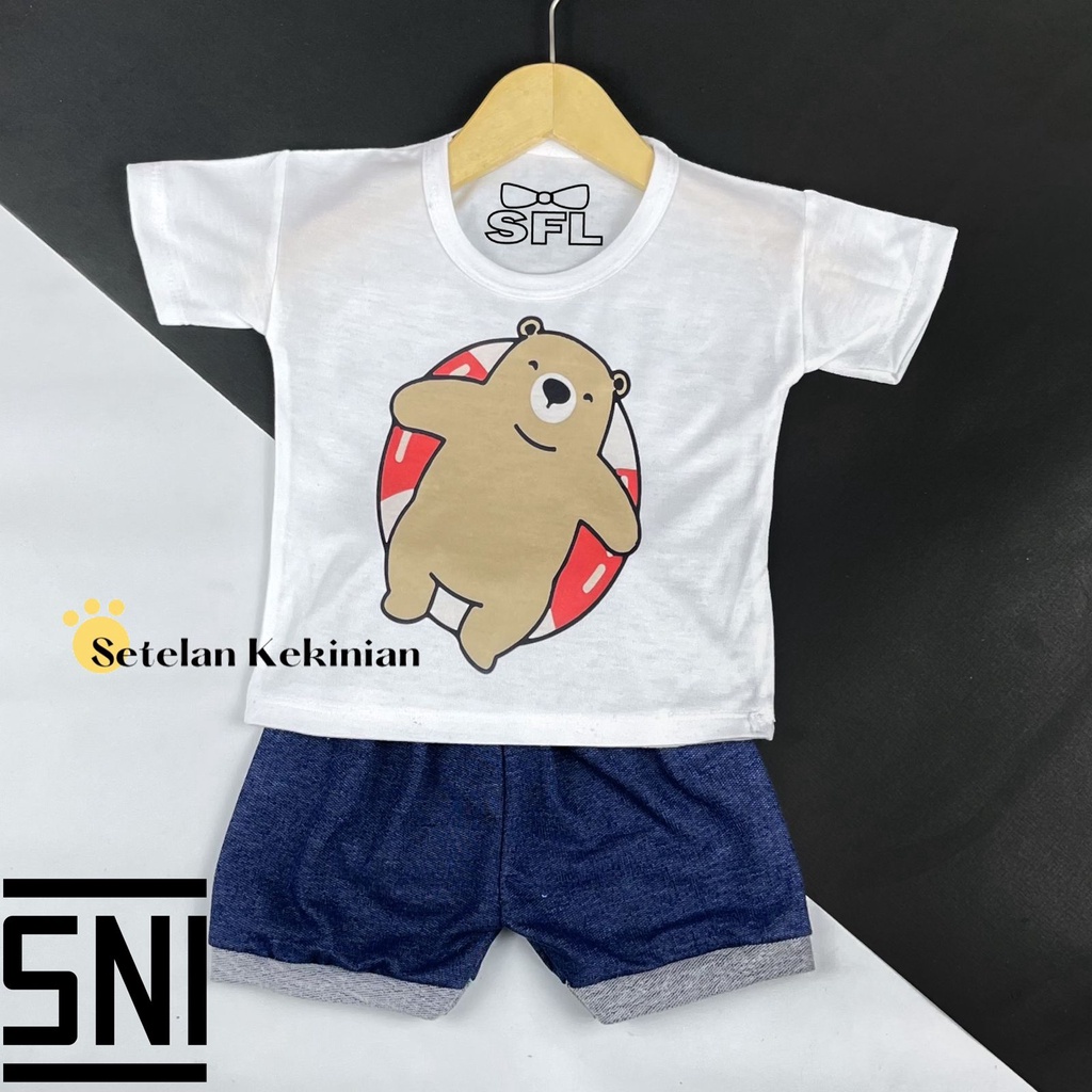 [BERUANG SERIES] Setelan Anak Laki Laki 0-12bulan Gambar Beruang Lucu Hewan Animal Set Baby Boy Keren Murah