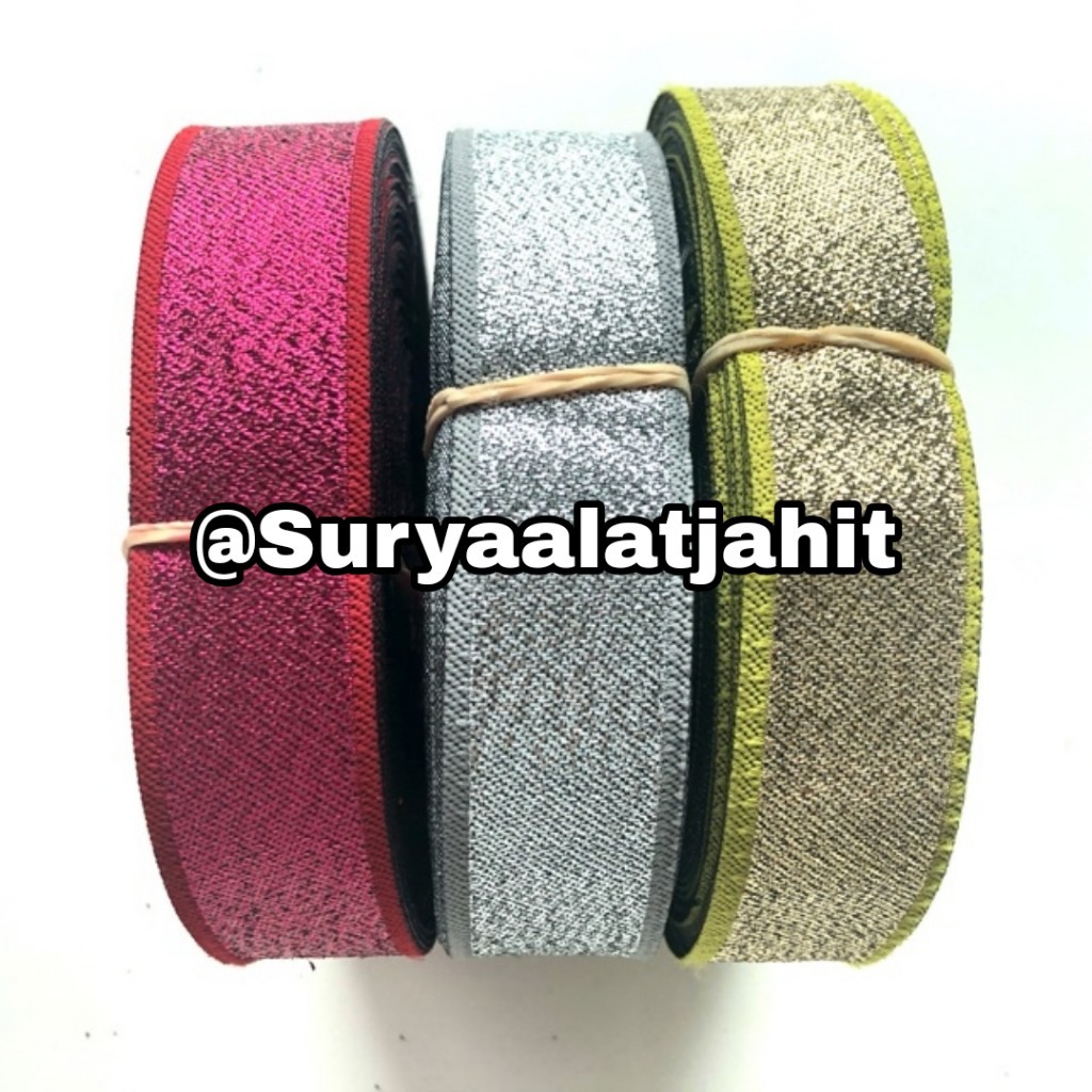 Pita Metalic Warna Warni 2.5cm-1Rol @30 yard=rp.55.000/1 Rol