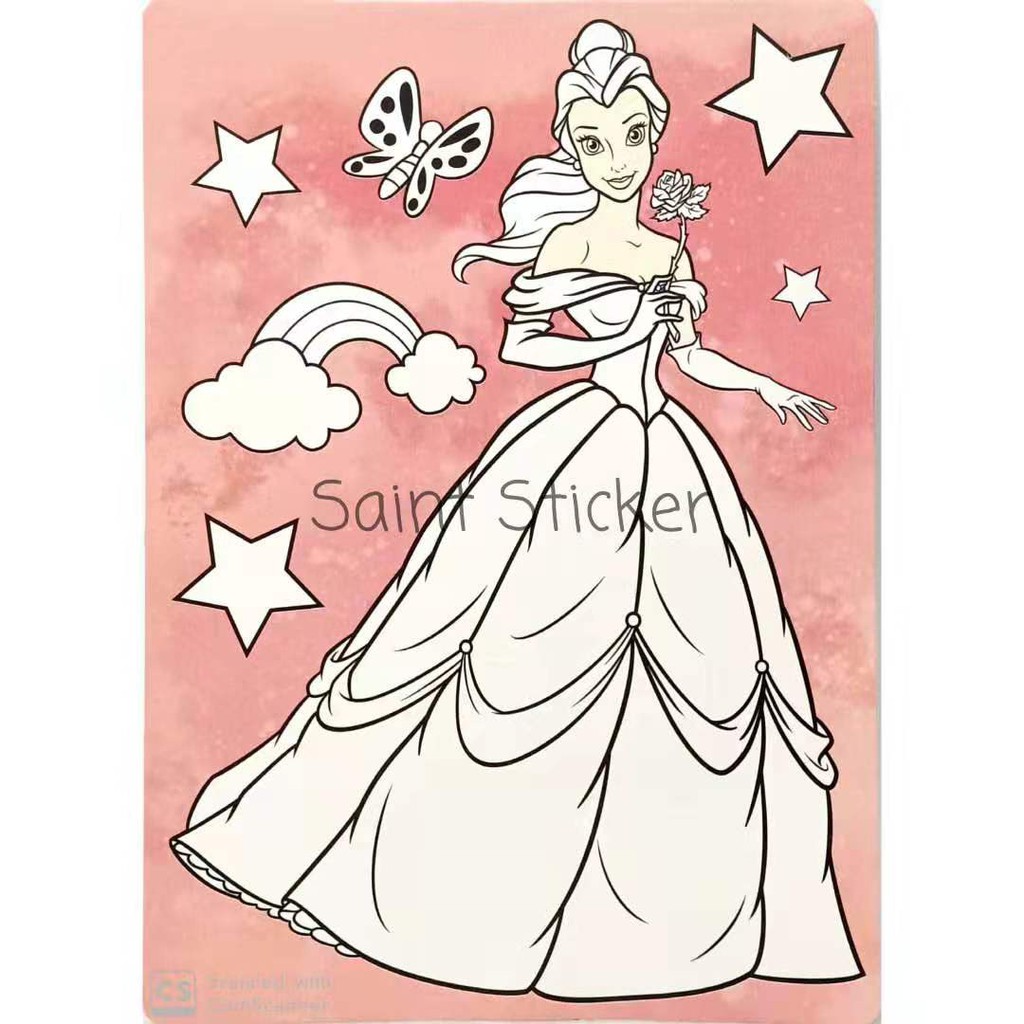 Drawing Canvas Kanvas Lukis Mewarnai Anak Karakter Disney Princess Putri Salju Cinderella Ariel Shopee Indonesia