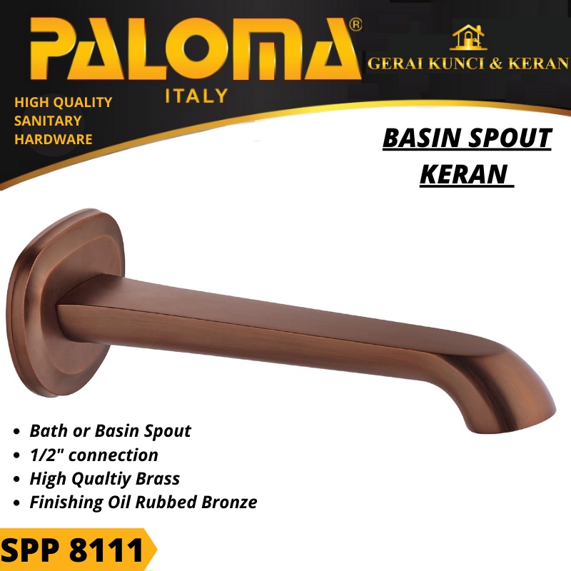 SPOUT KERAN TANAM PALOMA SPP 8111 BASIN BATH KAMAR MANDI BRASS ORB