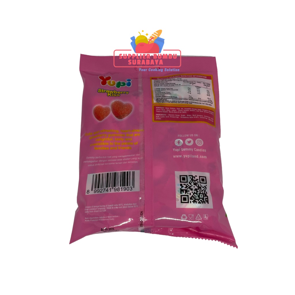 Permen Jelly Yupi Bag Strawberry Kiss Fruity Puff 120g