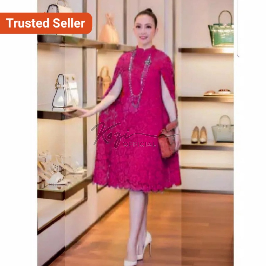 Dress brokat pesta longdress Lace wanita Elegan baju gaun malam perempuan gereja natal acara formal