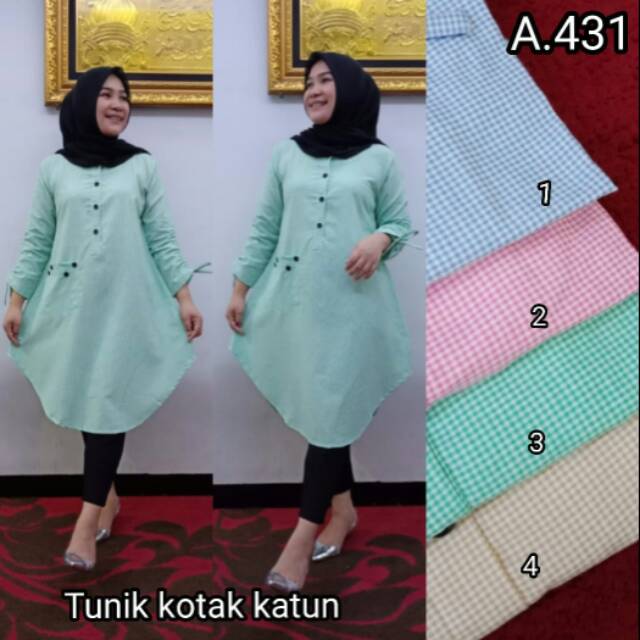 Tunik kotak katun