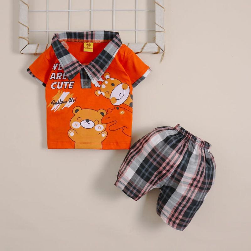 Setelan Baju Celana Bayi Anak Laki-laki Usia 3-12 bulan Motif We Are Cute