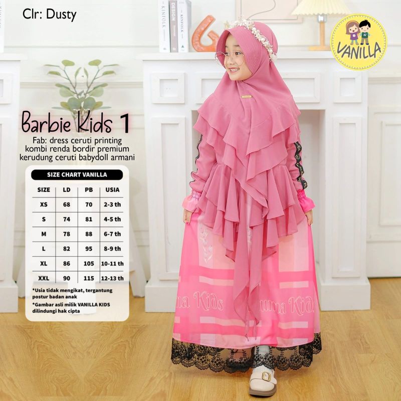 GAMIS ANAK BARBIE 1 FREE HIJAB
