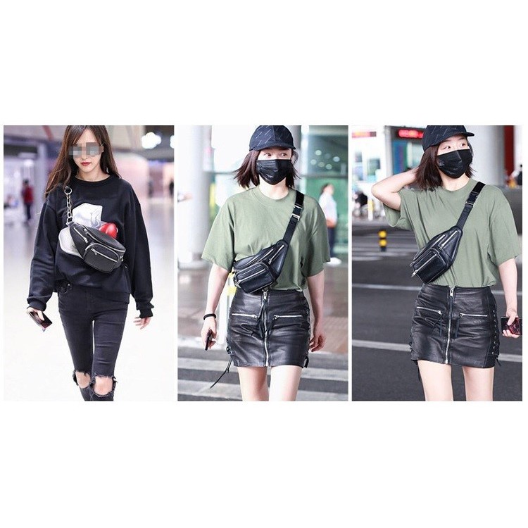 Tas Pinggang Wanita Import Banyak Resleting / Bum Bag Waist Bag - WB003