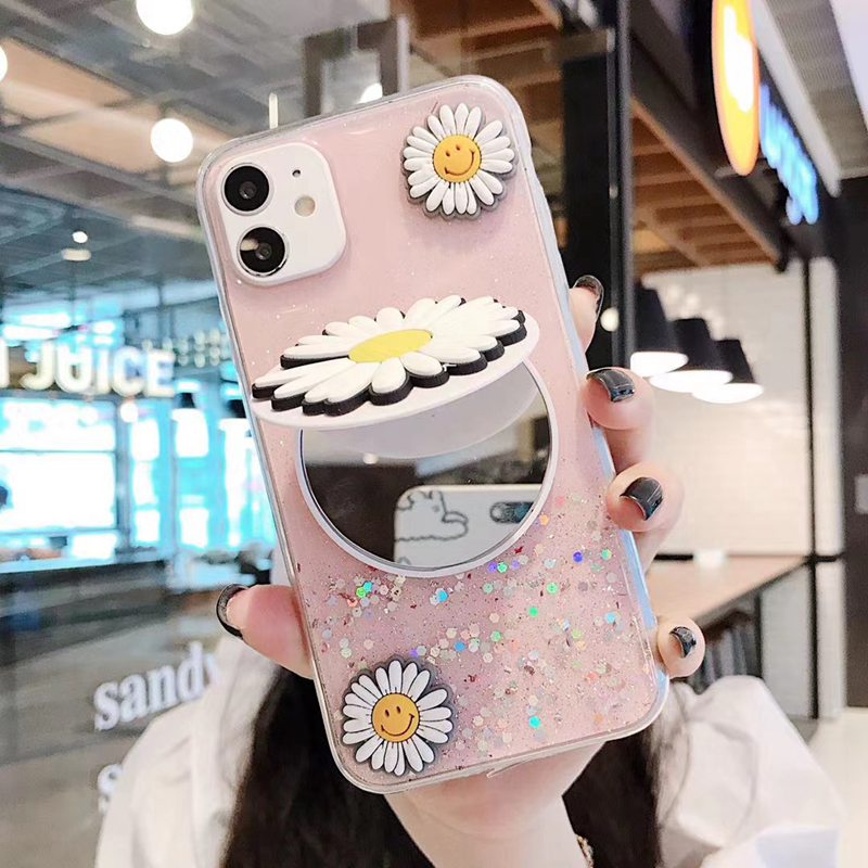 Nice Flower Mirror Soft Case HP OPPO A3S Realme C1 A5 A53 A33 A9 2020 A15 A1K A7 A5S A12 Realme C2 C11 C15 5 5S 5i C3 Narzo 5 Pro A31 A52 A92 Reno 5-#3