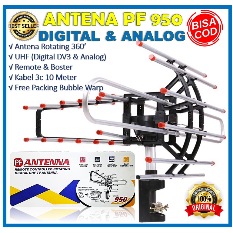 2KG !!! Antena Remote Outdor Tipe 850 &amp; 950 + Kabel &amp; Boster Antena TV Hasil Jernih Rotoating Anttena LED TABUNG DIGITAL Super Peka Gambar Jernih