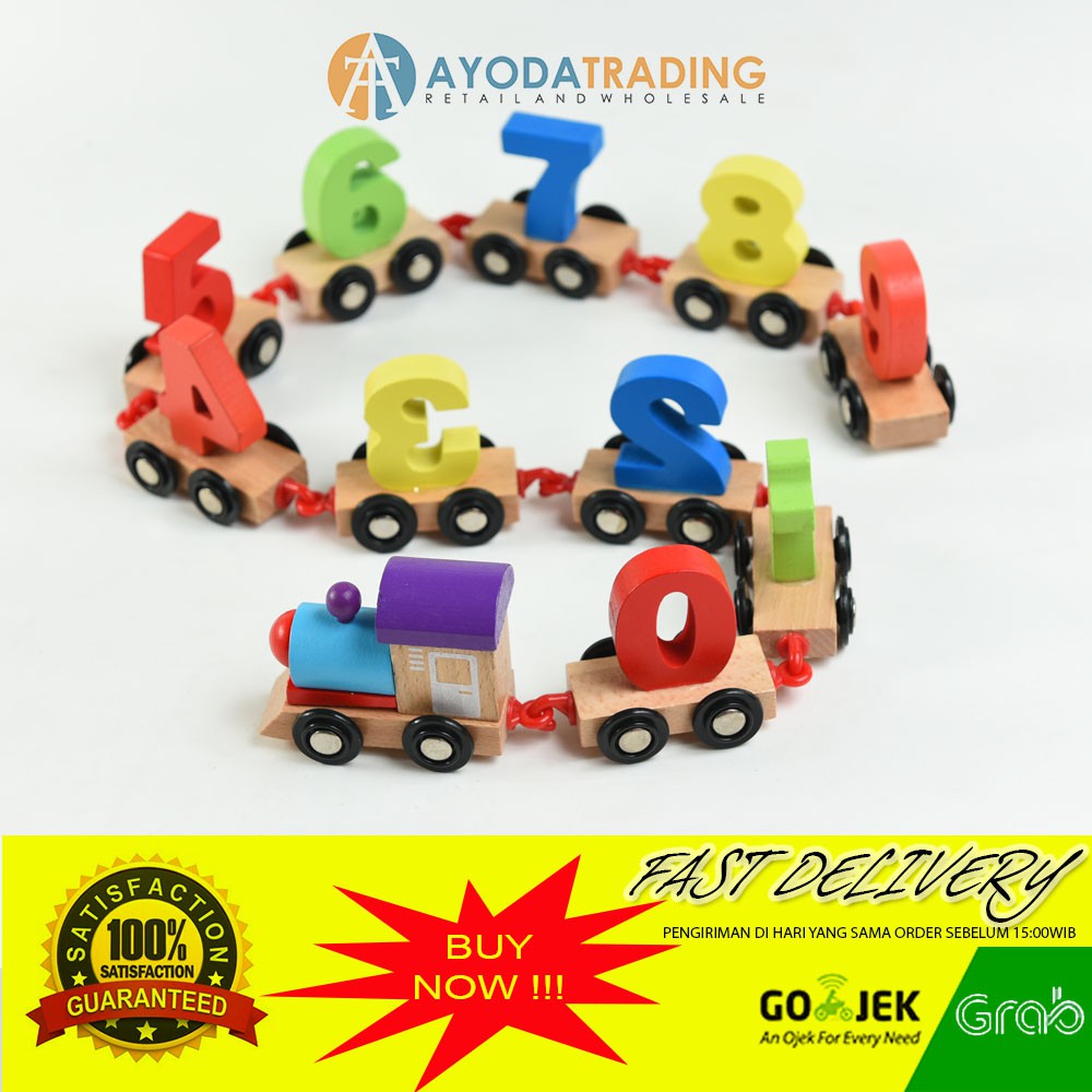 Mainan Edukasi Wooden Train Numbers Block Kereta Kayu