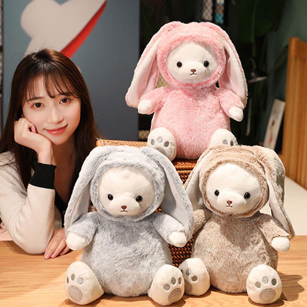 Lanfy Transform Bear Rabbit Plush Toy Mainan Anak Kawaii Boneka Hewan Dekorasi Rumah Boneka Kartun Mainan Lembut Bear Rabbit Boneka Mainan