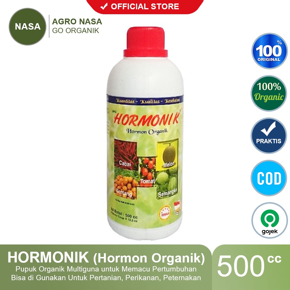 PPT HORMONIK NASA 500cc Pupuk Organik Multiguna Perangsan Tumbuh tanaman, Perikanan, dan Peternakan