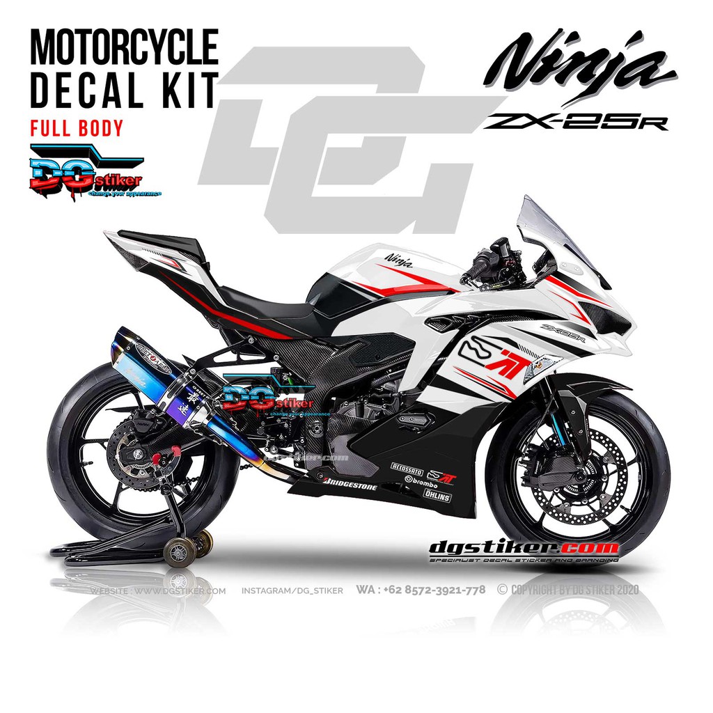 Modif Decal Striping ZX25R Putih Aitech