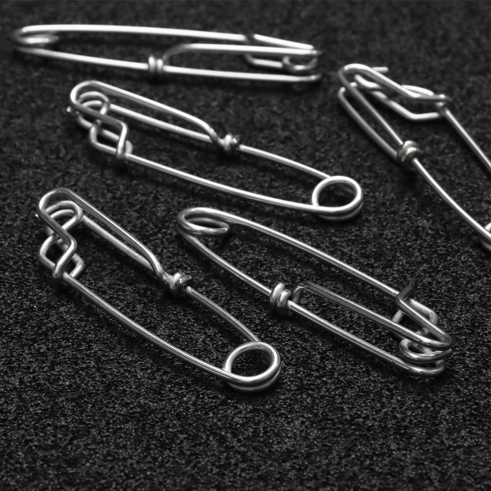 TOP 5pcs /Pack Pin Gesper Memancing Stainless Steel Fish Tackle Putar Longline Klip Mata Terbuka