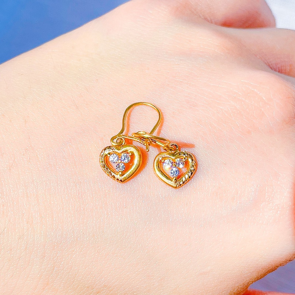 Anting anak dan dewasa emas asli kadar 700 70 16k love permata 3 desi gantung kerabu giwang heart hati ukir ringan 1 gram