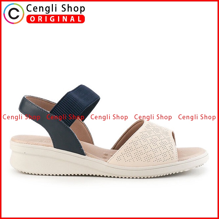 SANDAL WEDGES KULIT OBERMAIN WANITA ORIGINAL SLINGBACK ASLI PUTIH OW57