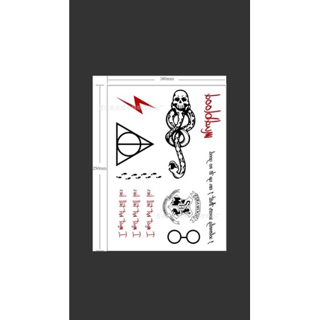Tato Temporer Harry Potter cosplay tattoo temporary halloween