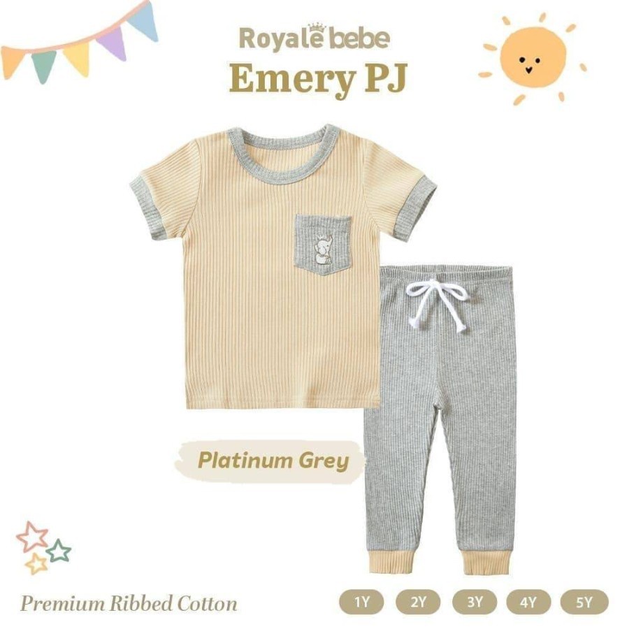 Royal Bebe EMERY PJ Setelan Baju Pendek + Celana Panjang / Piyama Anak / Pajamas Anak