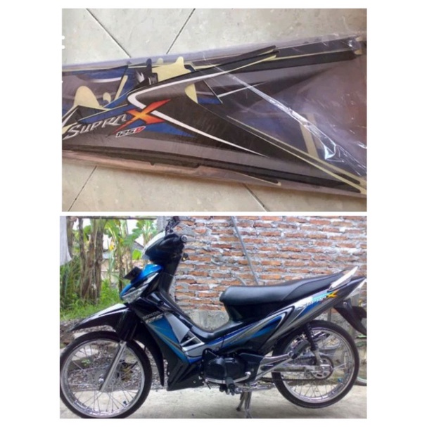 STRIPING STIKER SUPRA X 125D 2010 HITAM BIRU