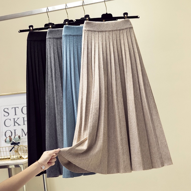 Midi Pleat Knit Skirt Premium ( Rok Rajut Prisket )