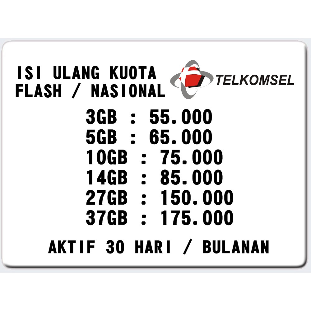 ISI ULANG / INJECT KUOTA TELKOMSEL FLASH