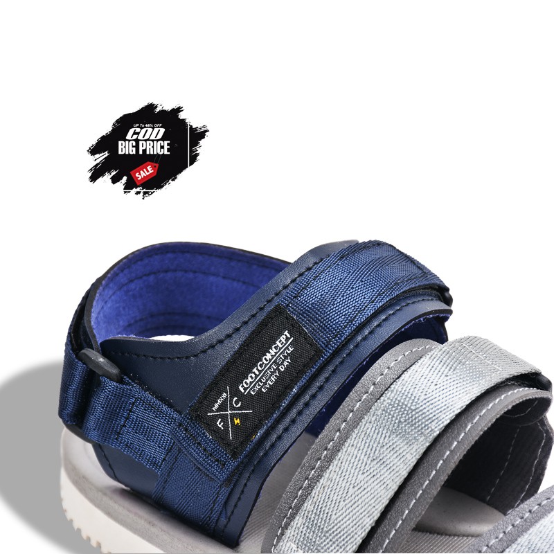 Footconcept - Sandal Gunung Wanita Populer Kekinian - Ringan Empuk Anti Slip - Naomi Neavy Blue Grey