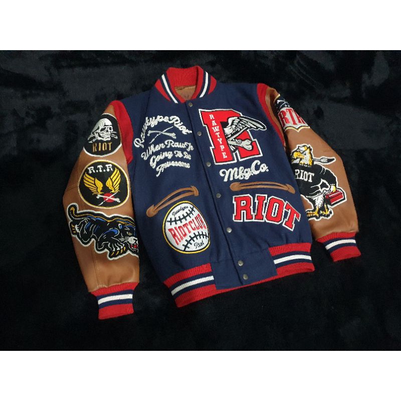 JACKET RAW TYPE RIOT LEGENDARY VARSITY 3 AUTHENTIC RARE ITEM LIKE NEW. JAKET RTR ORIGINAL RAWTYPE