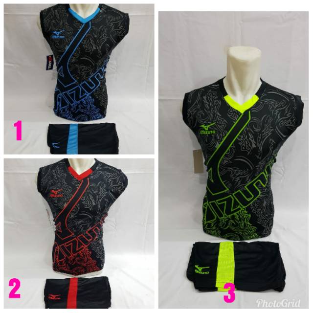 Setelan singlet kaos volly tanpa lengan baju lekbong