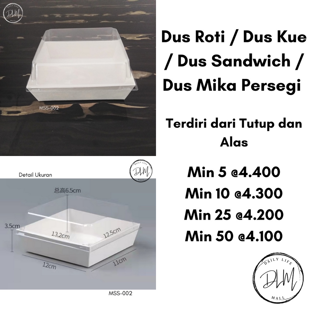 

Dus Roti / Dus Kue / Dus Sandwich / Dus Mika Persegi