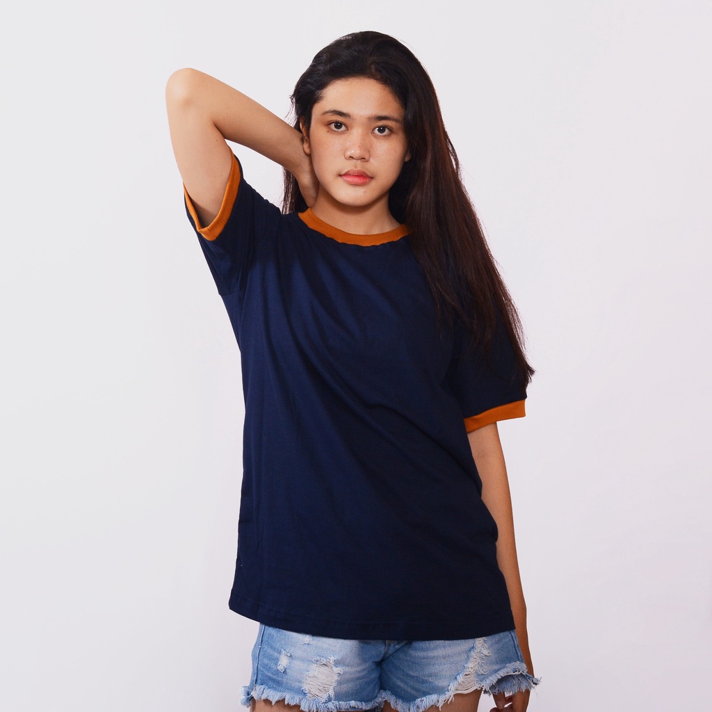 Kaos Polos Ringer Tee Lengan Pendek Pria/Wanita Phenom