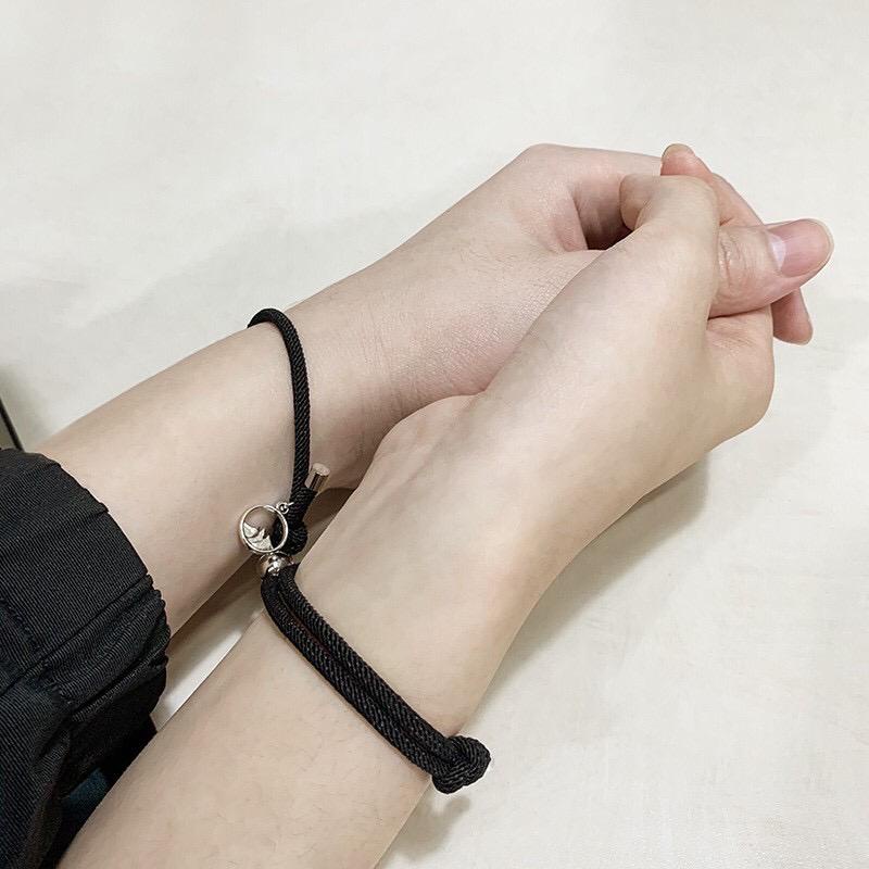 1 pasang Gelang Magnet Gelang Pasangan Cinta Gelang Couple hitam