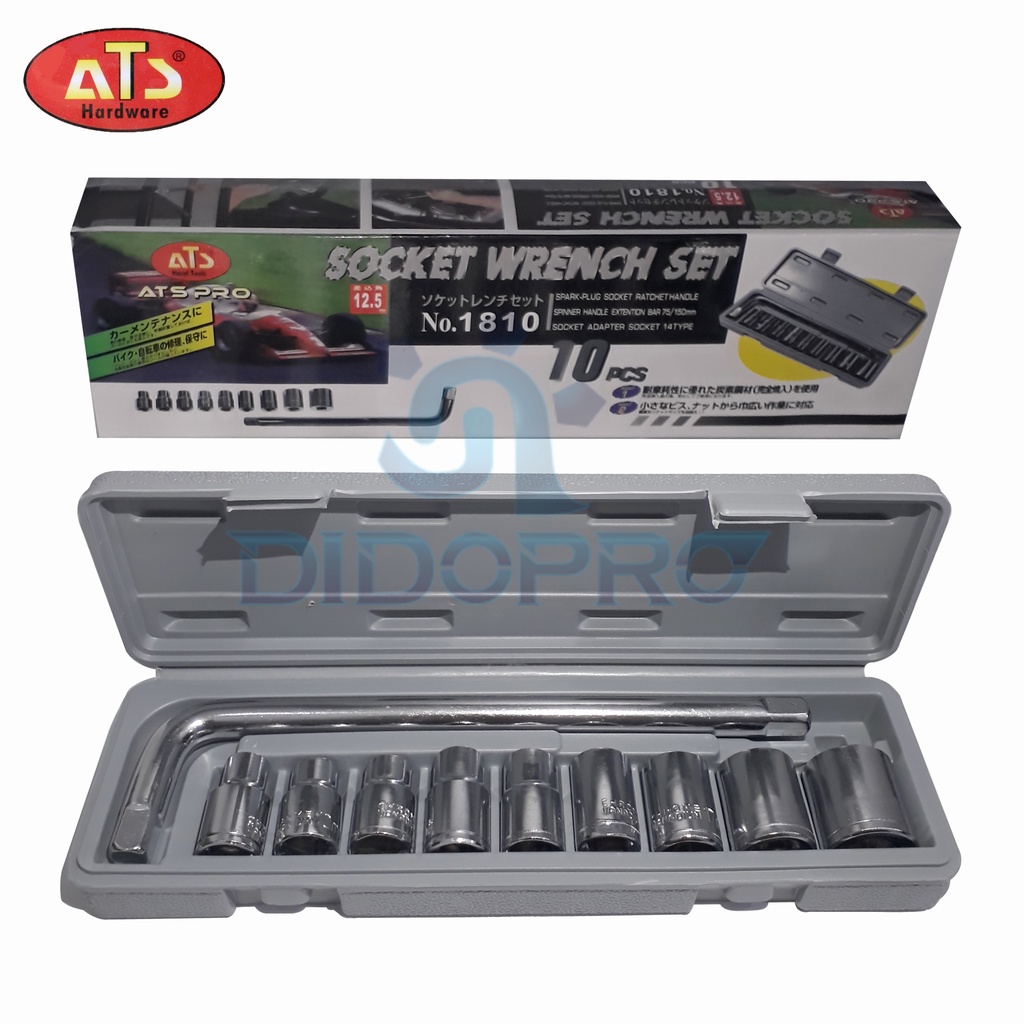 Kunci Sok 10 Pcs / Kunci Sock Set 10 Pcs / Socket Wrench Set 10 Pcs ATS