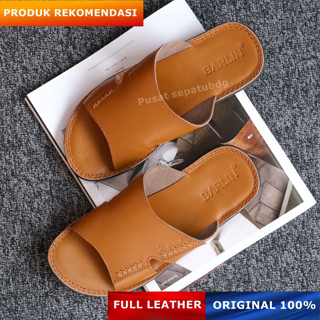 Sandal Full Kulit Pria - Sandal Slop Kulit Pria Kasual Slide Original