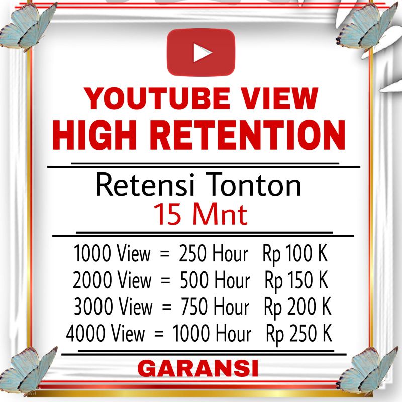 View Youtube Retensi Tonton 15 Menit Permanen Non Drop