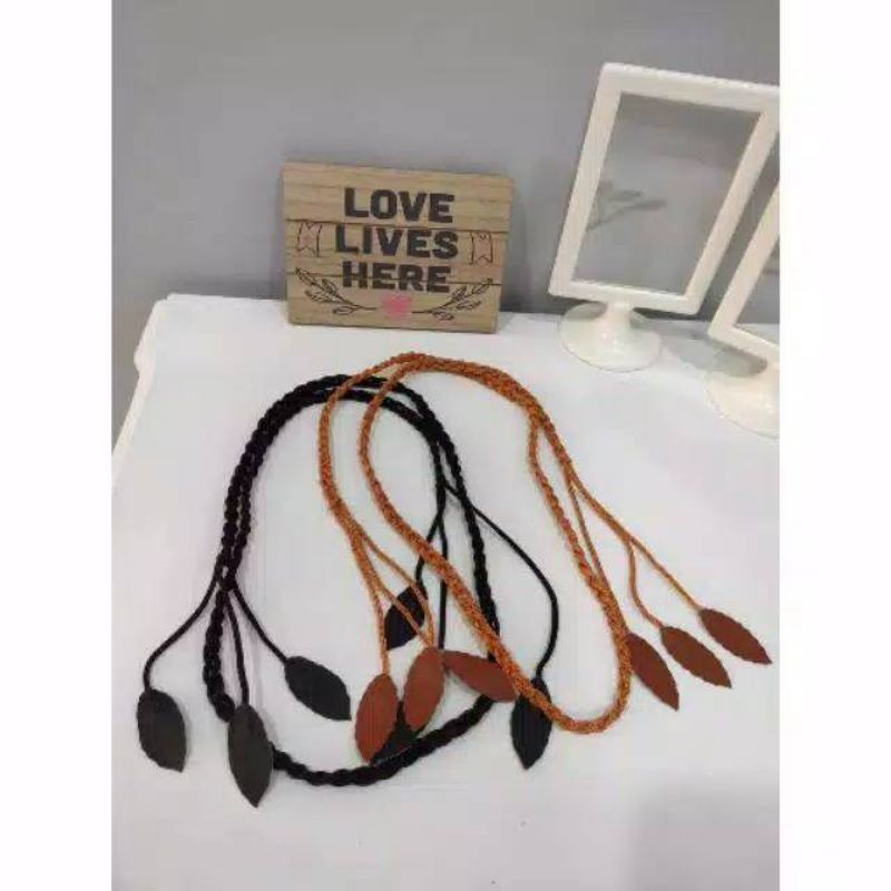 Ikat Pinggang Strap Kepang Tipis Bahan Jalinan Tambang