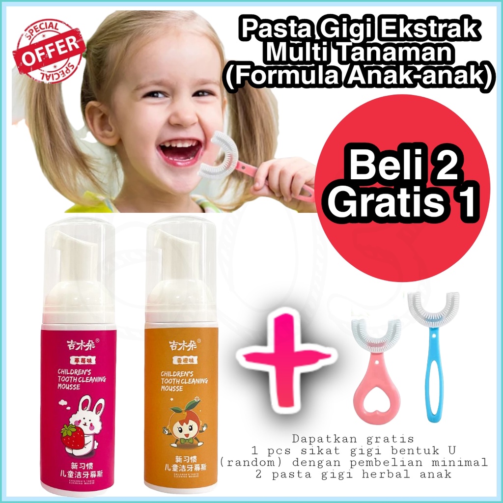 Pasta Gigi Anak Bentuk U / Odol Busa Anak Sikat Gigi Bentuk U / Children's Tooth Cleaning Mousse