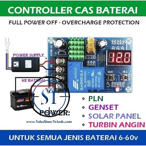 Kontroller Cas Baterai Lithium 6-60v 30A Module Solar Charge Voltase Display  Protection Cut Off Pengendali Charger Batre BB-100C