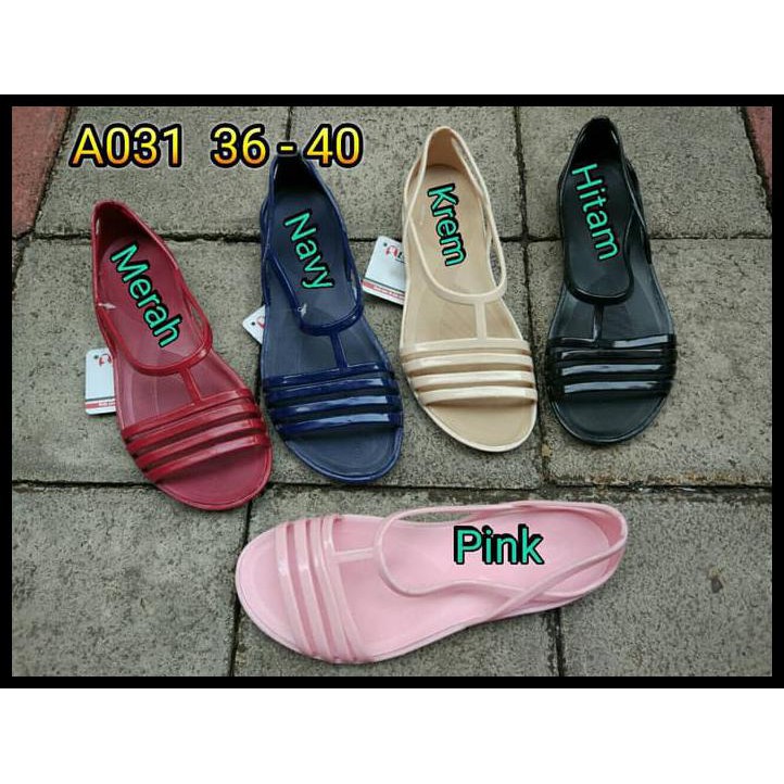 A031PLS SANDAL WANITA FLAT KARET JELLY LUOFU SENDAL WANITA MURAH