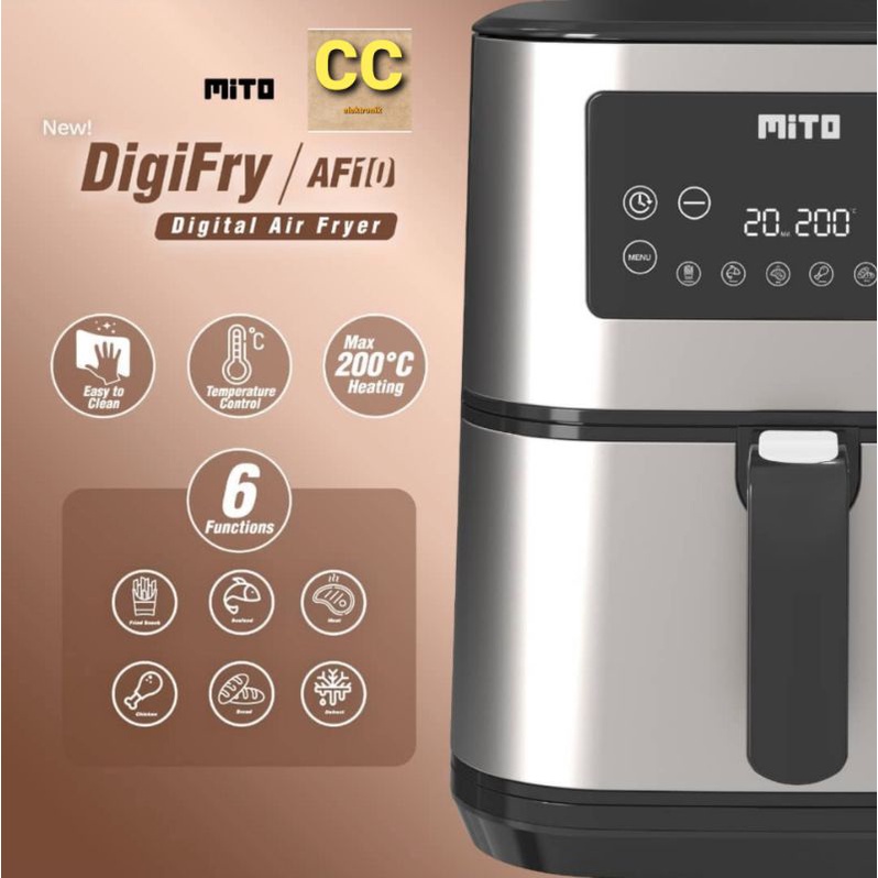 MITO AIR FRYER GRANDE AF 10 / Digifry Big Capacity 6L AF10 AF-10 Garansi Resmi Mito 1 tahun